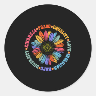 World Peace Suprter Sunflower Floral Outfit Kindne Classic Round Sticker