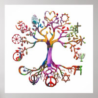 World Peace Tree Rainbow Poster