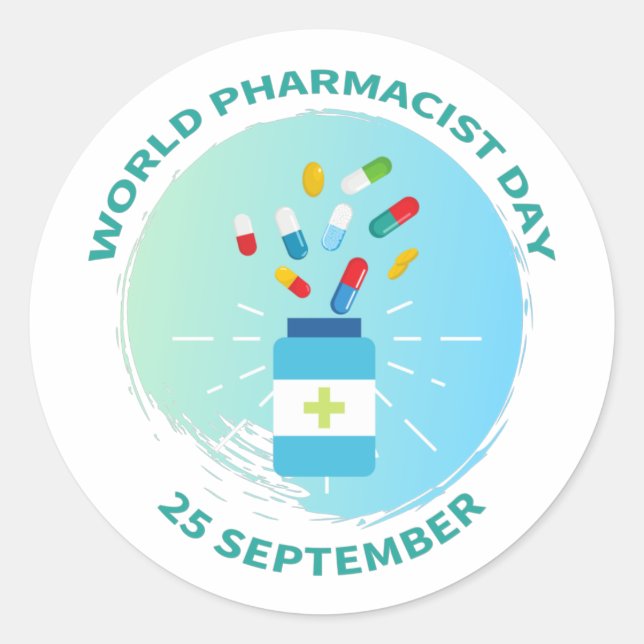 World Pharmacists Day 25 September Pharmacist Gift Classic Round Sticker (Front)