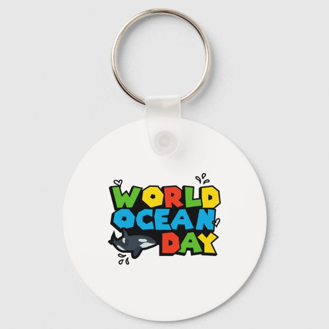 World Planet Ocean Day Orca Splash Design Love Ear Key Ring (Front)