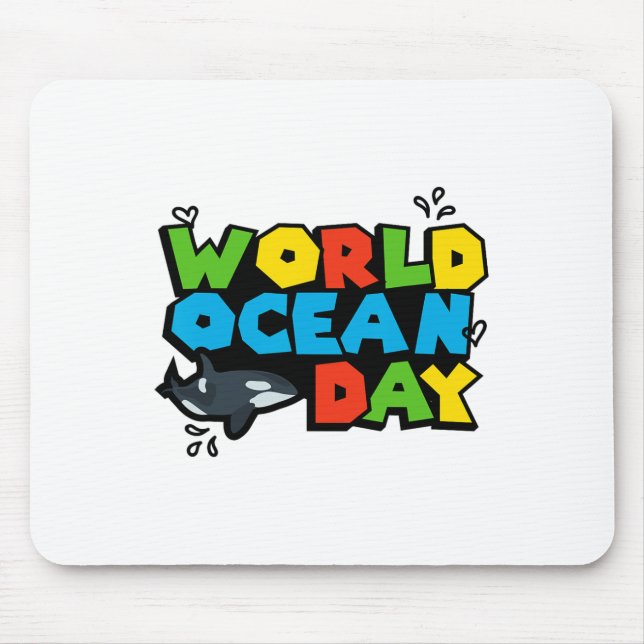 World Planet Ocean Day Orca Splash Design Love Ear Mouse Mat (Front)