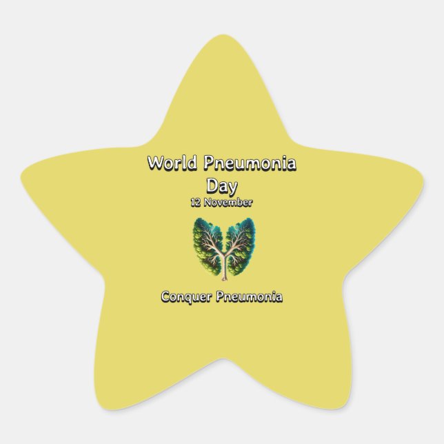 World Pneumonia Day. Conquer Pneumonia.   Star Sticker (Front)