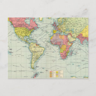 World political Map Postcard