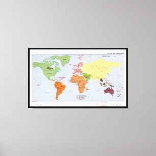 World Political Regional Map (1985) Canvas Print