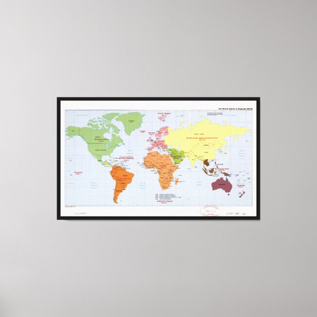World Political Regional Map (1985) Canvas Print (Front)