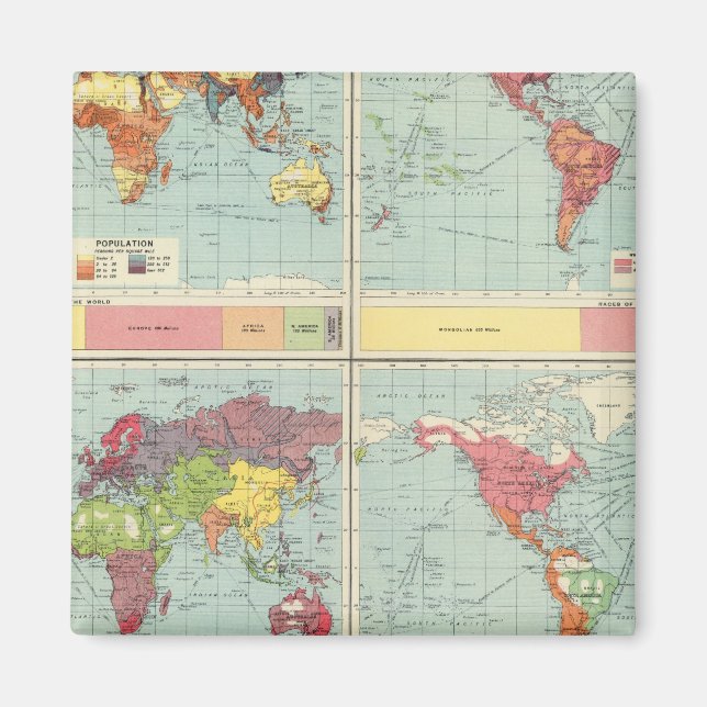 World population Map Magnet (Front)