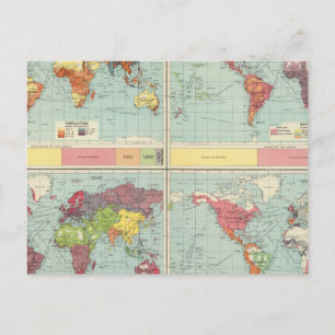 World population Map Postcard