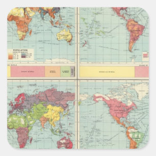 World population Map Square Sticker