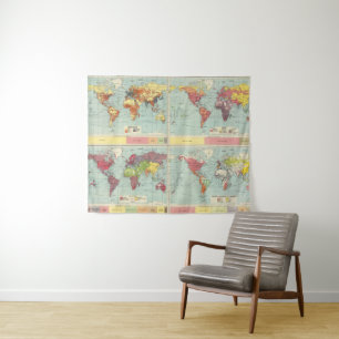 World population Map Tapestry