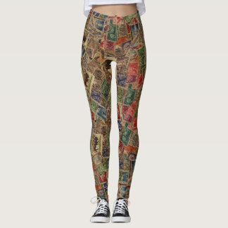 World Postage Stamps Collection Leggings