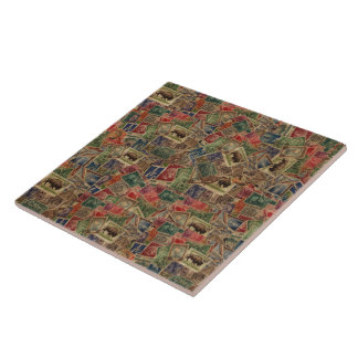 World Postage Stamps Collection Tile