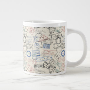 World Postage Stamps Pattern Large Coffee Mug