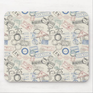 World Postage Stamps Pattern Mouse Mat