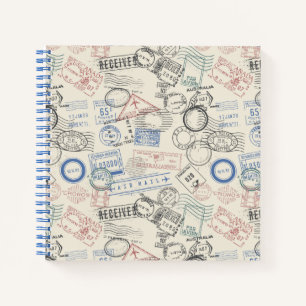 World Postage Stamps Pattern Notebook