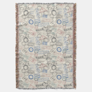World Postage Stamps Pattern Throw Blanket