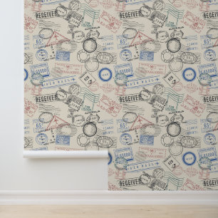 World Postage Stamps Pattern Wallpaper