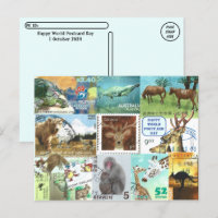 World Postcard Day - Animal Postage Stamp Collage