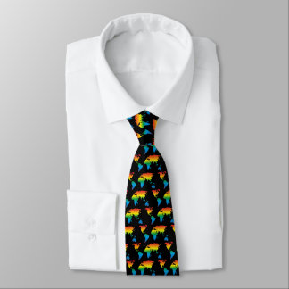 world rainbow 2 pattern black - tie