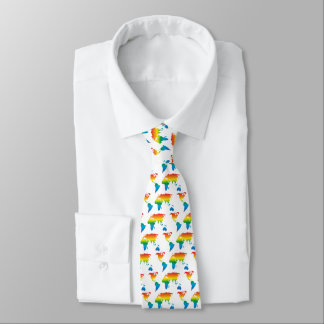 world rainbow 2 pattern white - tie