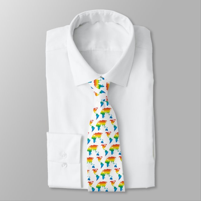 world rainbow 2 pattern white - tie (Tied)