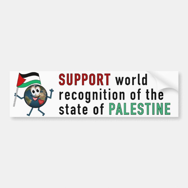 World Recoqnition of Palestinian Statehood Bumper Sticker (Front)