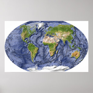 World Relief Map Poster
