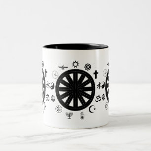 World Religion Icon Symbols Art Two-Tone Coffee Mug