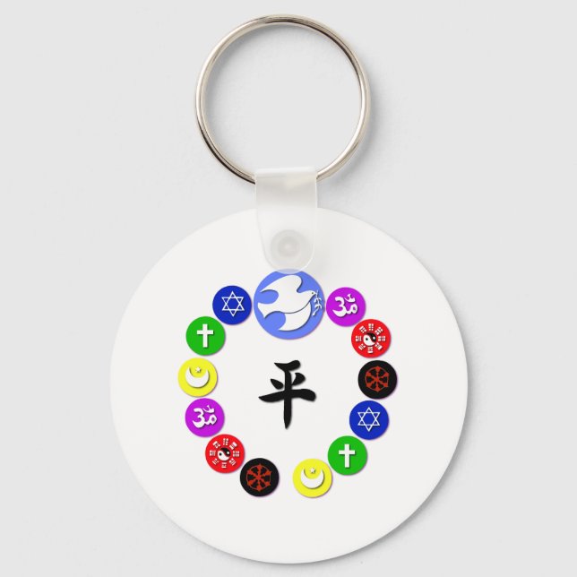 World Religion Symbols Key Ring (Front)