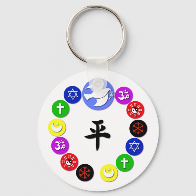 World Religion Symbols Key Ring (Front)