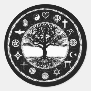 World Religions Peace Tree of Life Classic Round Sticker