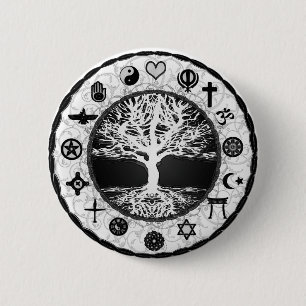World Religions Tree of Life 6 Cm Round Badge