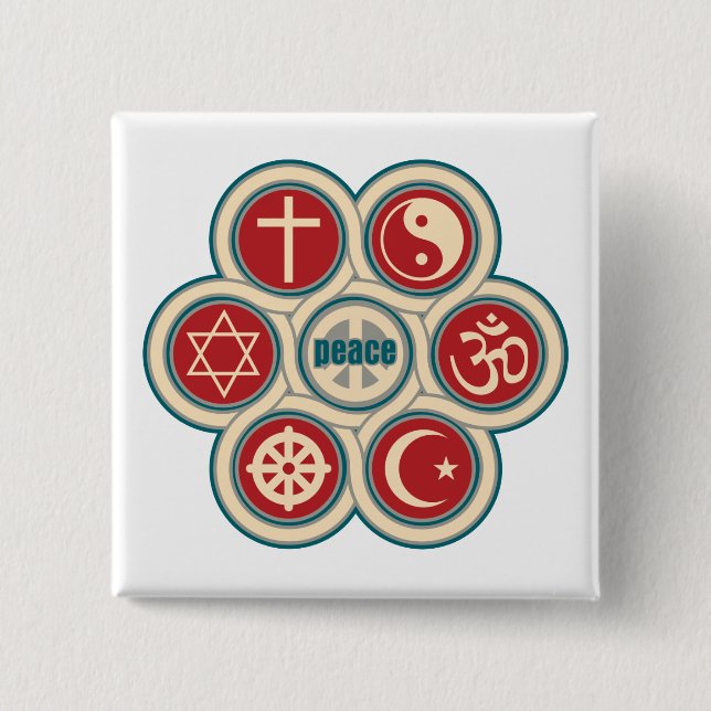 World Religious Peace 15 Cm Square Badge (Front)