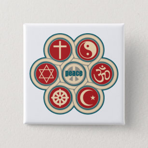 World Religious Peace 15 Cm Square Badge