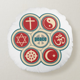 World Religious Peace Round Cushion