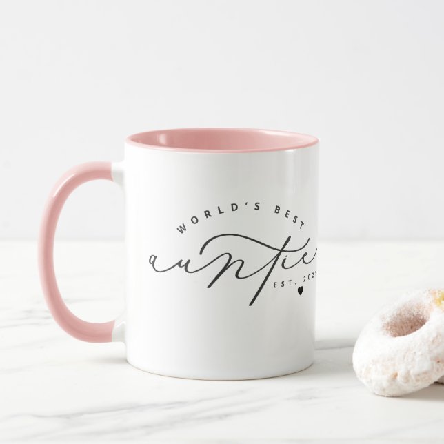 World’s Best Auntie Cute Calligraphy Coffee Mug (With Donut)