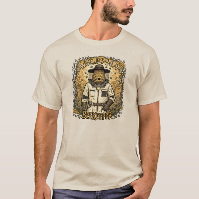 World’s Best Beekeeper Bee Design T-Shirt (Front)