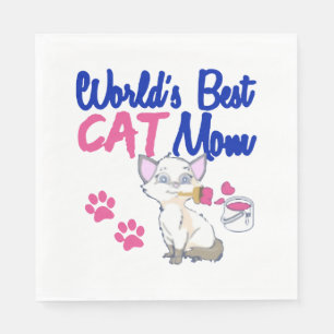World s Best Cat Mum Napkin