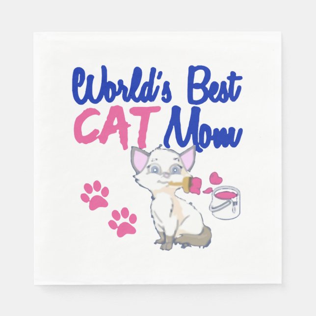 World s Best Cat Mum Napkin (Front)