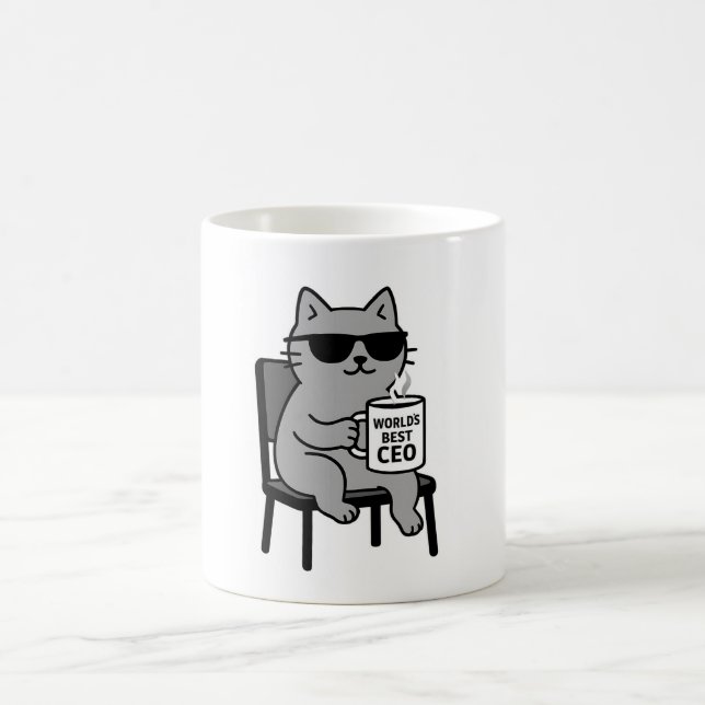 World’s Best CEO – Smug Grey Cat Mug (Center)