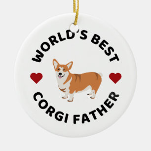 World’s Best Corgi Father Dog Dad Christmas Gift Ceramic Tree Decoration