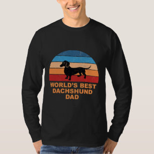 World S Best Dachshund Dad Retro Beach Sunset T-Shirt