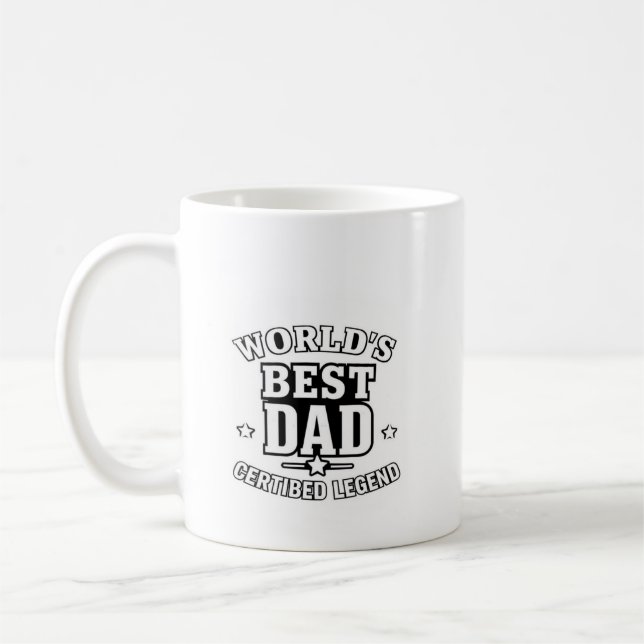 World’s Best Dad – Certified Legend" (Mug) Coffee Mug (Left)