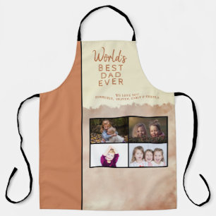 World`s Best Dad Script Watercolor Photo Collage Apron