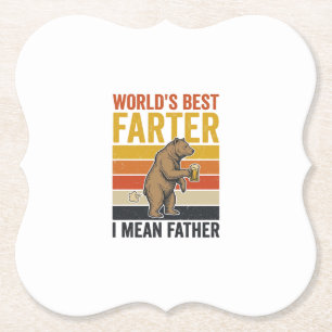 World’s Best Farter Funny Father Bear Paper Coaster