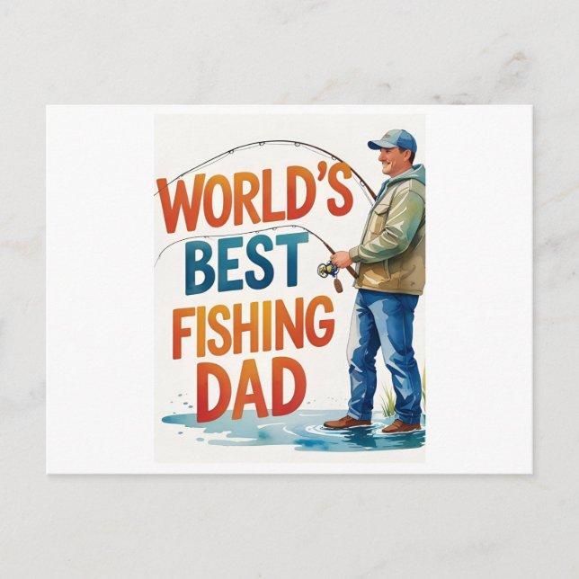 World’s Best Fishing Dad Watercolor Card (Front)