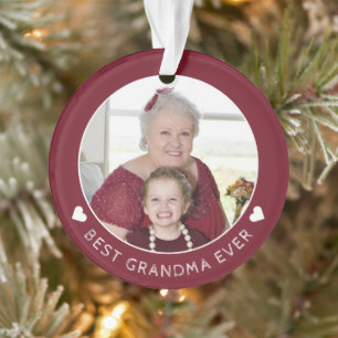 World`s Best Grandma Ever Cute Red Keepsake Photo Ornament