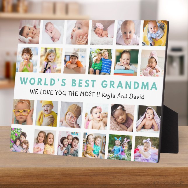 World’s Best Grandma Grandkids 24 Photo Collage  Plaque (Creator Uploaded)