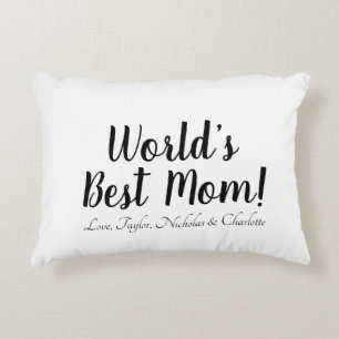 World’s Best Mom black white custom script stylish Decorative Cushion