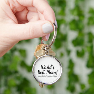 World’s Best Mom black white custom script stylish Key Ring