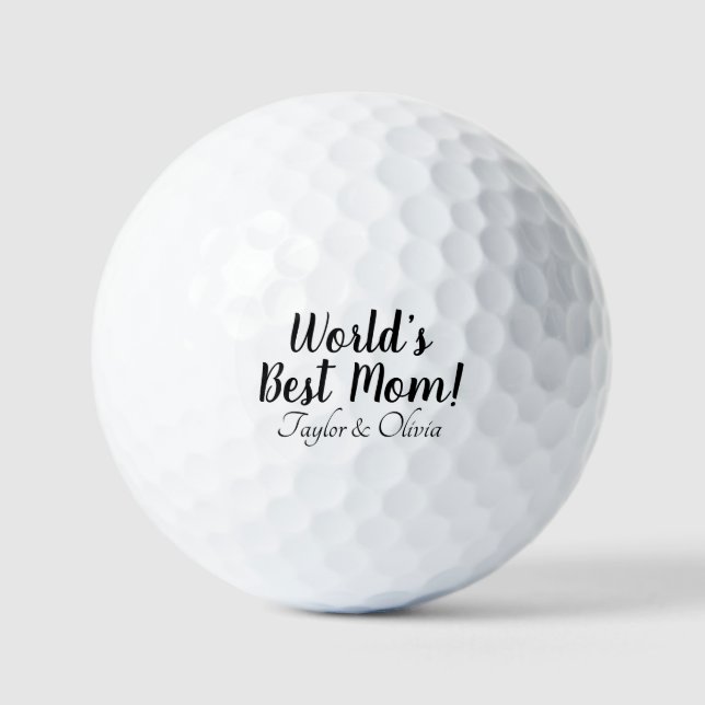 World’s Best Mum black custom script elegant Golf Balls (Front)